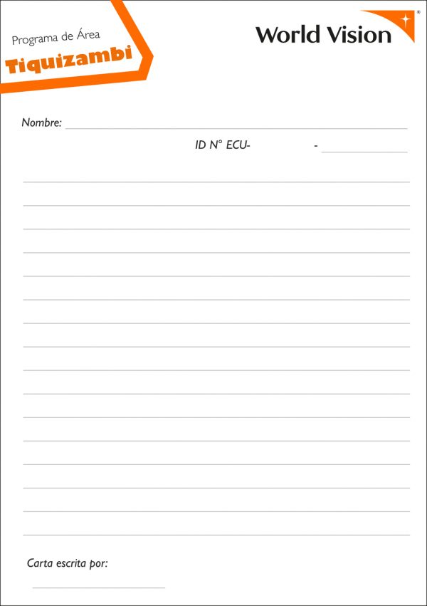 Cartas EL-SL Tiquizambi Electronic Letter. Sponsor Letter