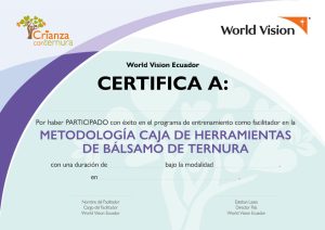 Crianza con ternura. Bálsamo Ternura. Certificado de participación