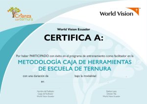 Crianza con ternura. Escuela. Certificado de participación