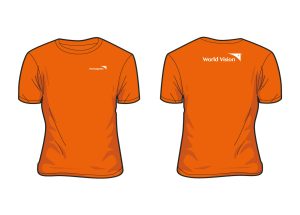 Participante. Camiseta naranja, cuello redondo