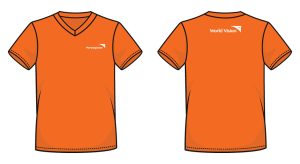 Participante. Camiseta naranja, cuello V