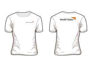Voluntario comunitario. Camiseta blanca, cuello redondo