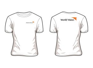 Voluntario barrial. Camiseta blanca, cuello redondo