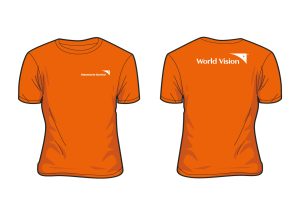 Voluntario barrial. Camiseta naranja, cuello redondo