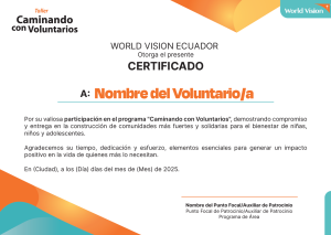 Caminando con Voluntarios - Certificado de participante